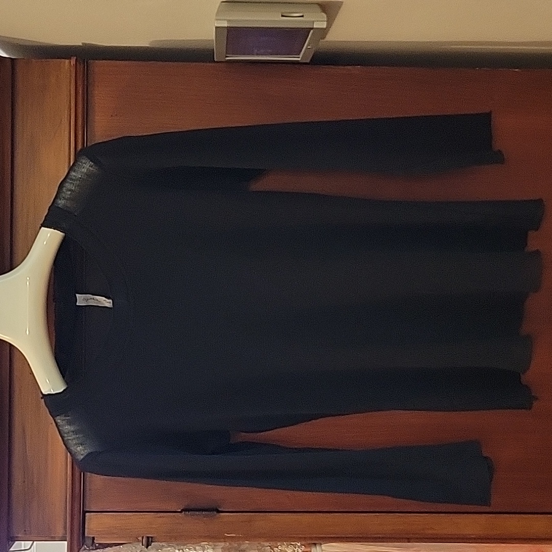 Cynthia Ashby | Black Long Sleeve Cotton Mesh Tee Sheer 100% Cotton - Small